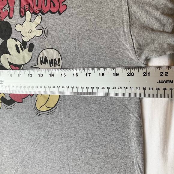 Disney Men T-shirt size L Short Sleeve Stretchy Mickey Mouse Gray - Picture 3 of 7